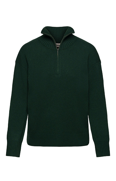 Ladies Cashmere Contemporary Zip Funnel Neck Sweater
