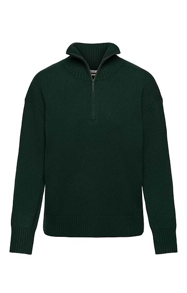 Ladies Cashmere Contemporary Zip Funnel Neck Sweater