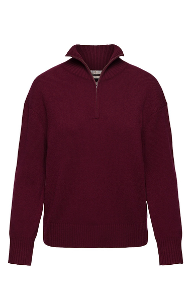 Ladies Cashmere Contemporary Zip Funnel Neck Sweater