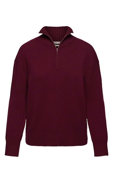 Ladies Cashmere Contemporary Zip Funnel Neck Sweater