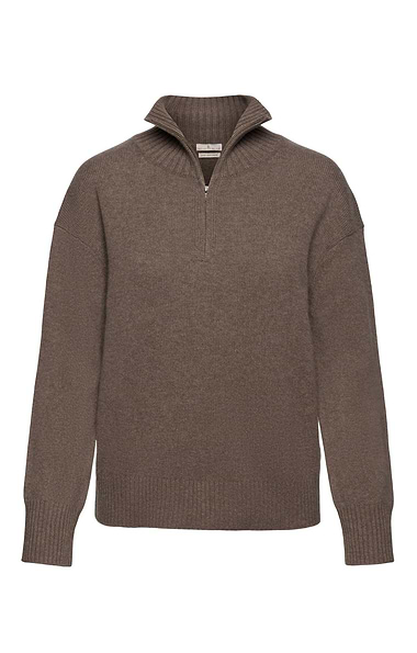 Ladies Cashmere Contemporary Zip Funnel Neck Sweater