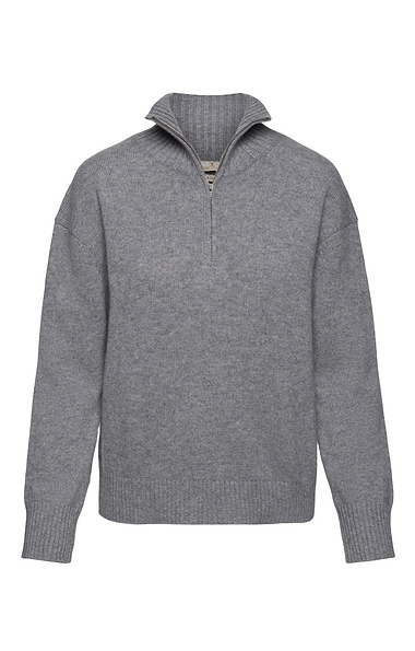 Ladies Cashmere Contemporary Zip Funnel Neck Sweater