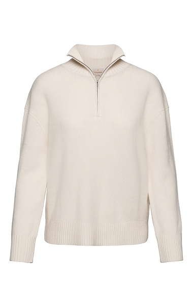 Ladies Cashmere Contemporary Zip Funnel Neck Sweater