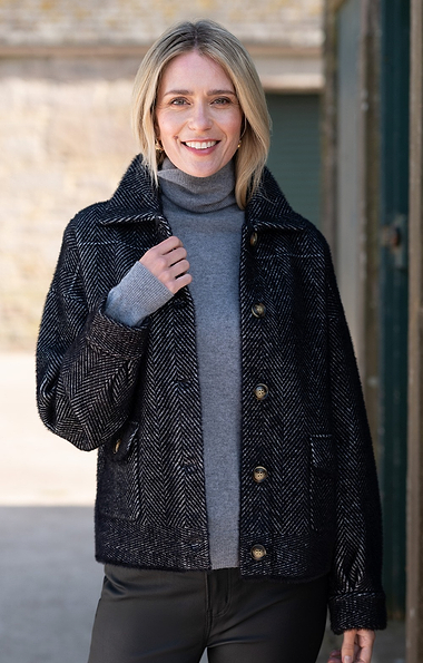 Ladies Herringbone Button Jacket