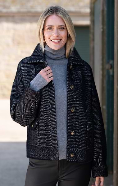 Ladies Herringbone Button Jacket