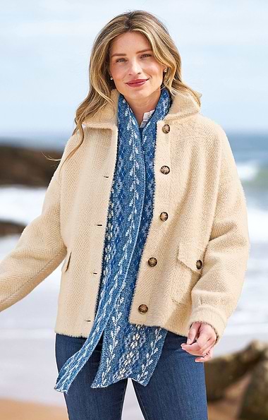 Ladies Herringbone Button Jacket