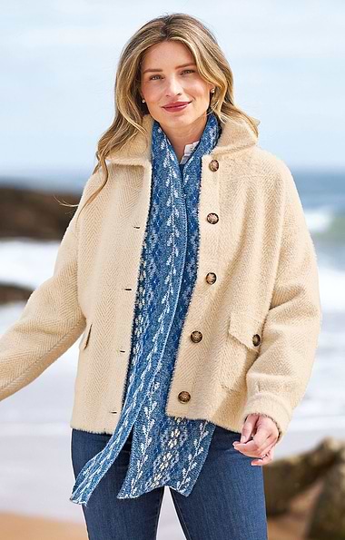 Ladies Herringbone Button Jacket