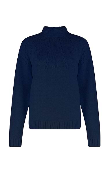 Ladies Cotton Rich Cable Knit Yoke Jumper