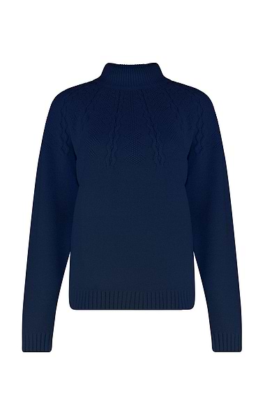 Ladies Cotton Rich Cable Knit Yoke Jumper