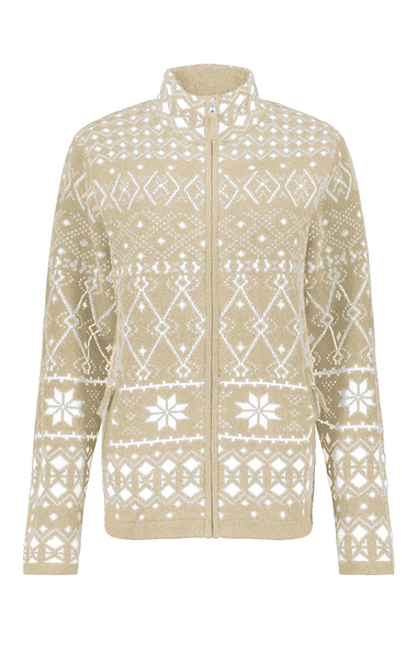 Ladies Lambswool Icelandic Zip Cardigan
