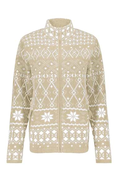 Ladies Lambswool Icelandic Zip Cardigan
