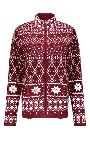 Ladies Lambswool Icelandic Zip Cardigan
