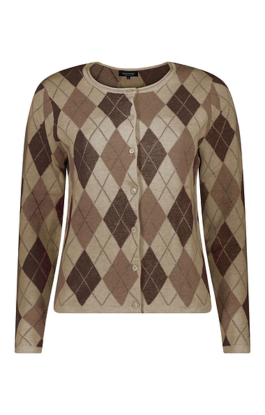 Ladies Pure Cotton Argyle Cardigan