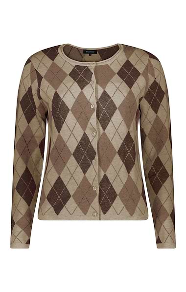 Ladies Pure Cotton Argyle Cardigan