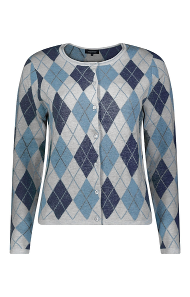 Ladies Pure Cotton Argyle Cardigan