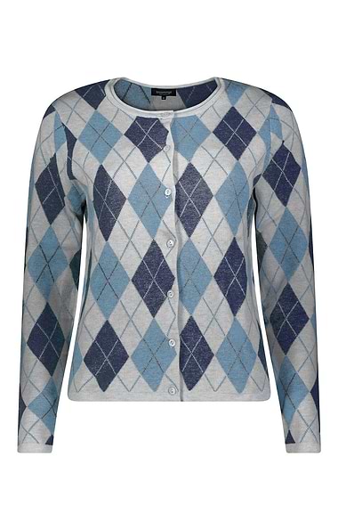Ladies Pure Cotton Argyle Cardigan