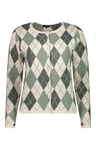 Ladies Pure Cotton Argyle Cardigan