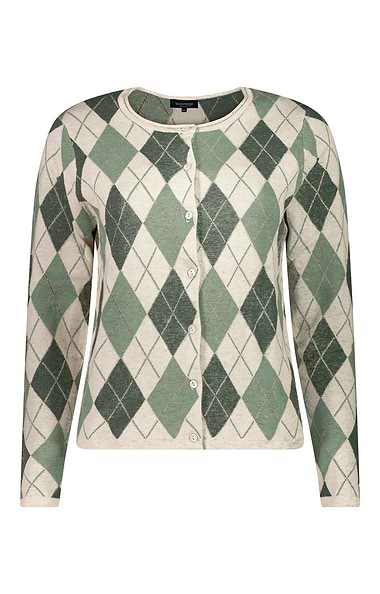 Ladies Pure Cotton Argyle Cardigan