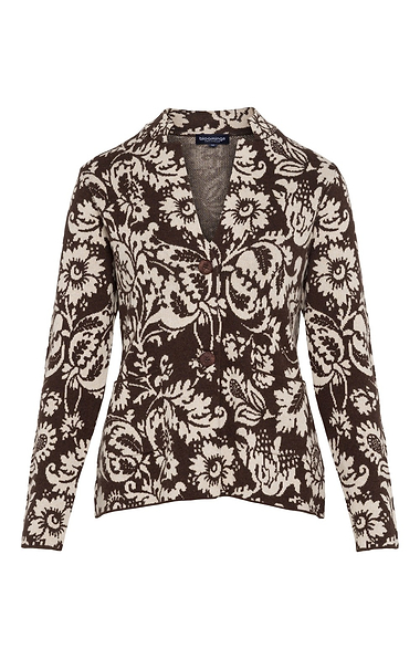Ladies Pure Cotton Floral Jacquard Cardigan