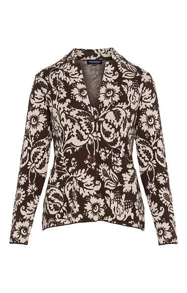 Ladies Pure Cotton Floral Jacquard Cardigan