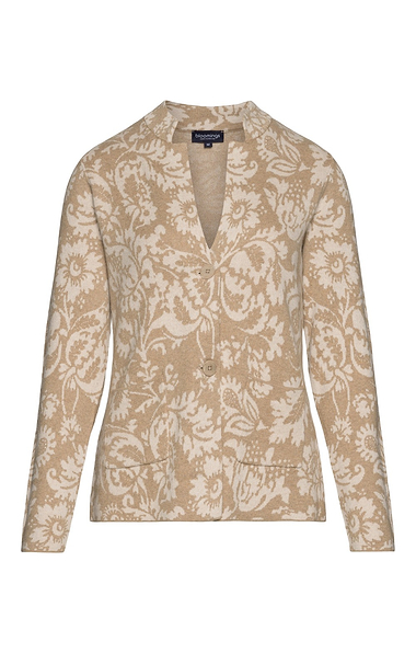 Ladies Pure Cotton Floral Jacquard Cardigan