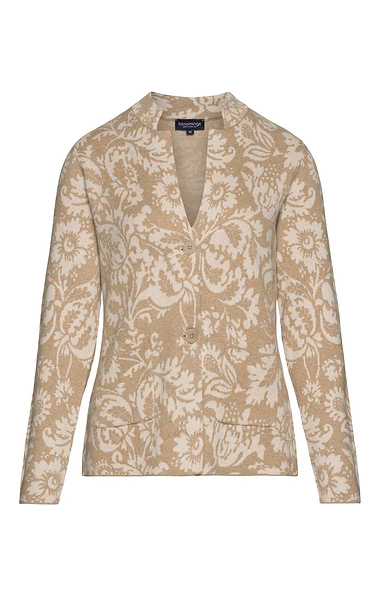 Ladies Pure Cotton Floral Jacquard Cardigan