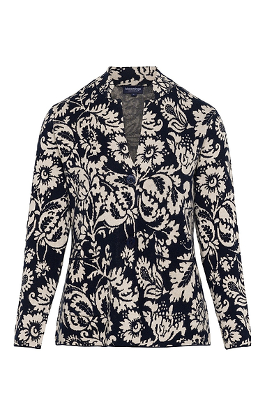Ladies Pure Cotton Floral Jacquard Cardigan