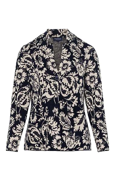 Ladies Pure Cotton Floral Jacquard Cardigan