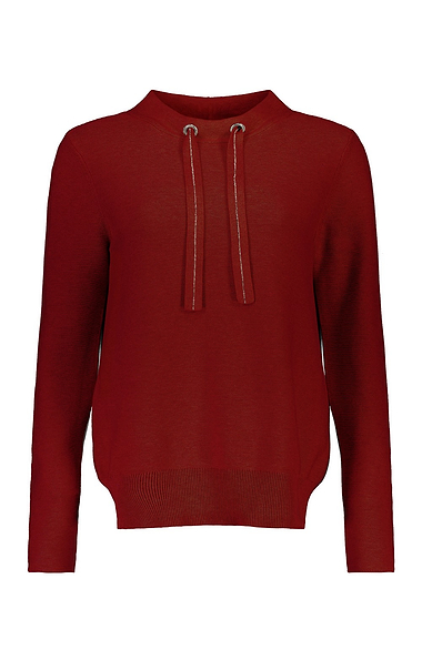 Ladies Pure Cotton Funnel Neck Drawstring Jumper