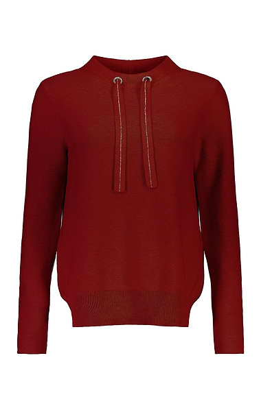 Ladies Pure Cotton Funnel Neck Drawstring Jumper