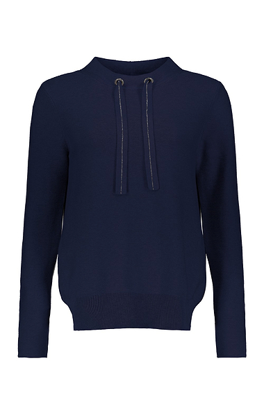 Ladies Pure Cotton Funnel Neck Drawstring Jumper