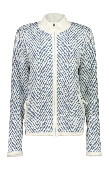 Ladies Herringbone Knit Zip Jacket