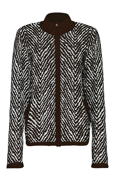 Ladies Herringbone Knit Zip Jacket