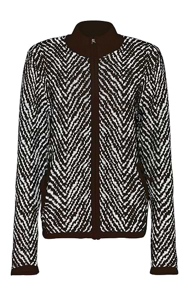 Ladies Herringbone Knit Zip Jacket