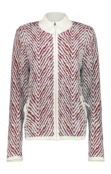 Ladies Herringbone Knit Zip Jacket