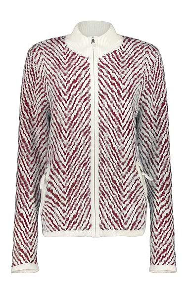 Ladies Herringbone Knit Zip Jacket
