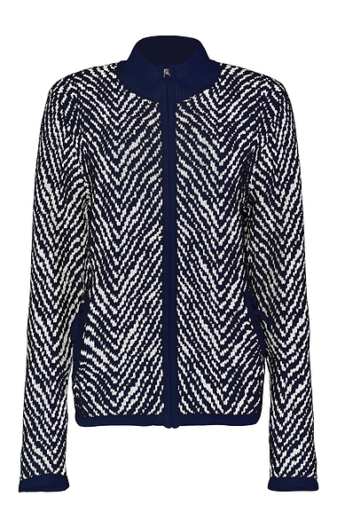 Ladies Herringbone Knit Zip Jacket
