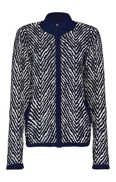 Ladies Herringbone Knit Zip Jacket