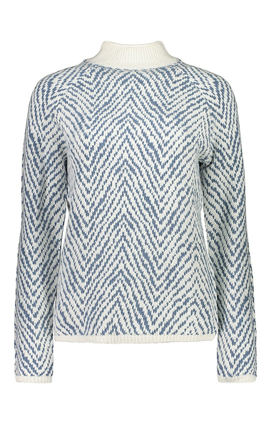 Ladies Herringbone Funnel Neck Knit Jumper