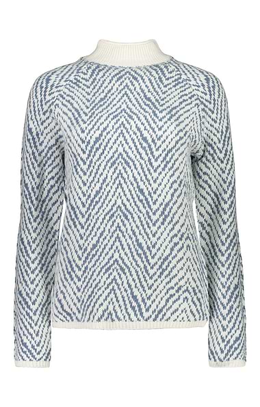Ladies Herringbone Funnel Neck Knit Jumper