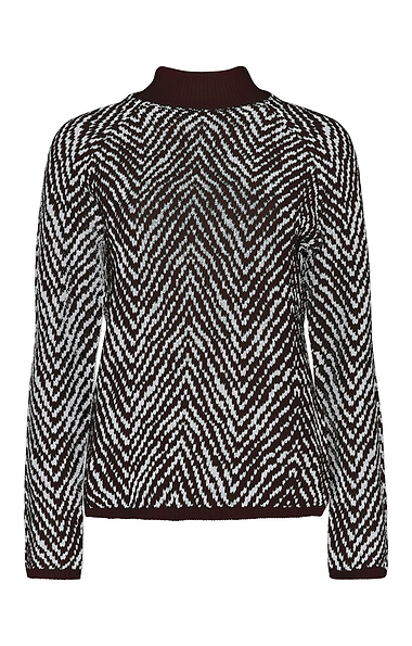 Ladies Herringbone Funnel Neck Knit Jumper