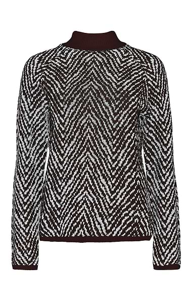 Ladies Herringbone Funnel Neck Knit Jumper