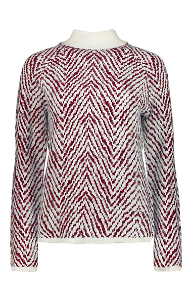 Ladies Herringbone Funnel Neck Knit Jumper