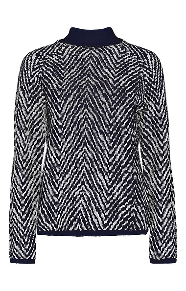 Ladies Herringbone Funnel Neck Knit Jumper