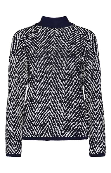 Ladies Herringbone Funnel Neck Knit Jumper