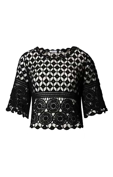 Ladies Crochet Crew Neck Sweater
