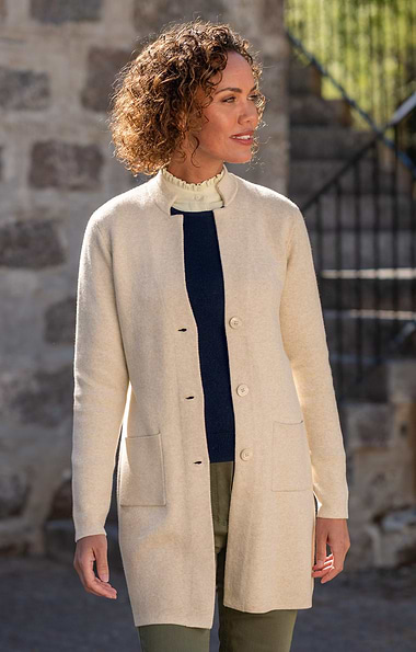 Ladies Pure Cotton Knit Long Cardigan