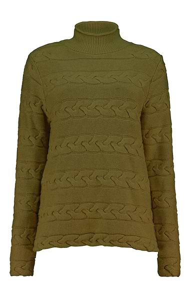 Ladies Cotton Mock Neck Cable Jumper