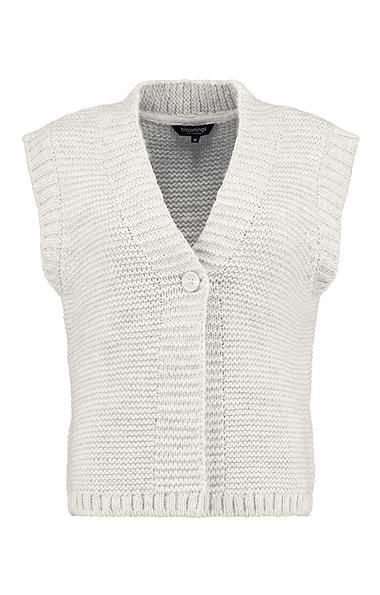 Ladies Wool-Rich Moss Stitch Sleeveless Cardigan