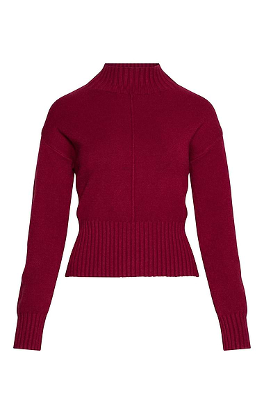 Ladies Deep Rib Edge Funnel Neck Jumper